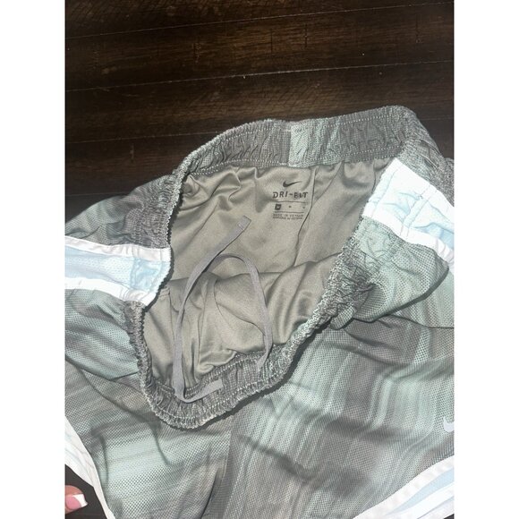 Nike Women's Dri-fit Shorts Lined Grey Blue Running Shorts Size Medium - Picture 2 of 3
